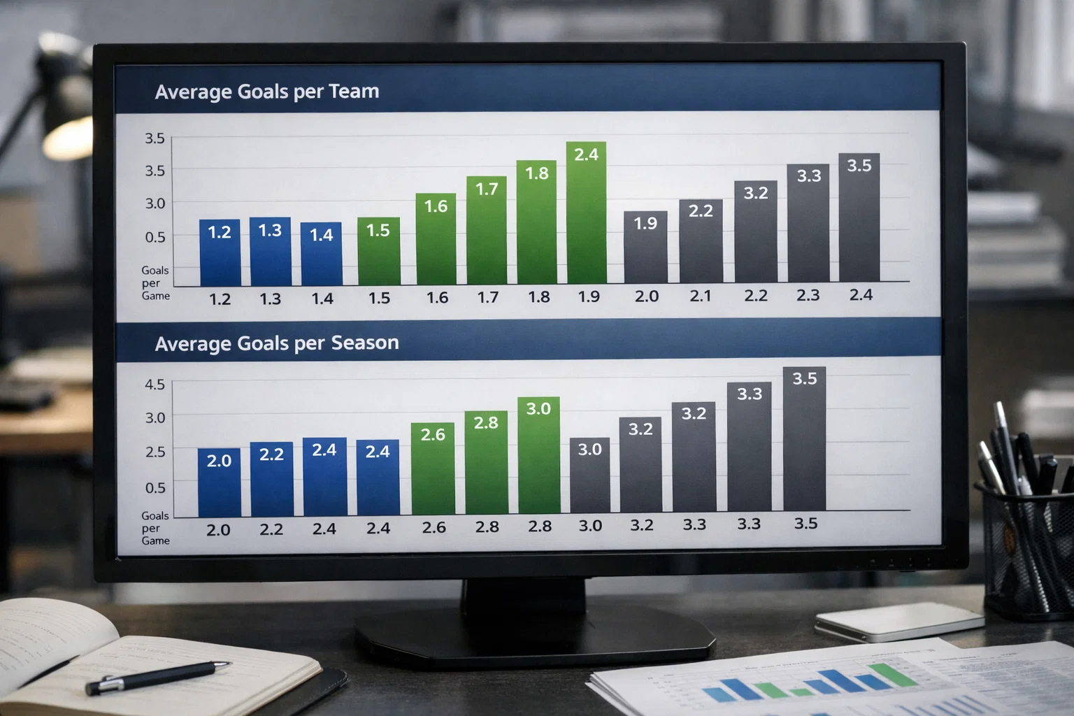 Grafici statistici sulla produzione gol delle squadre