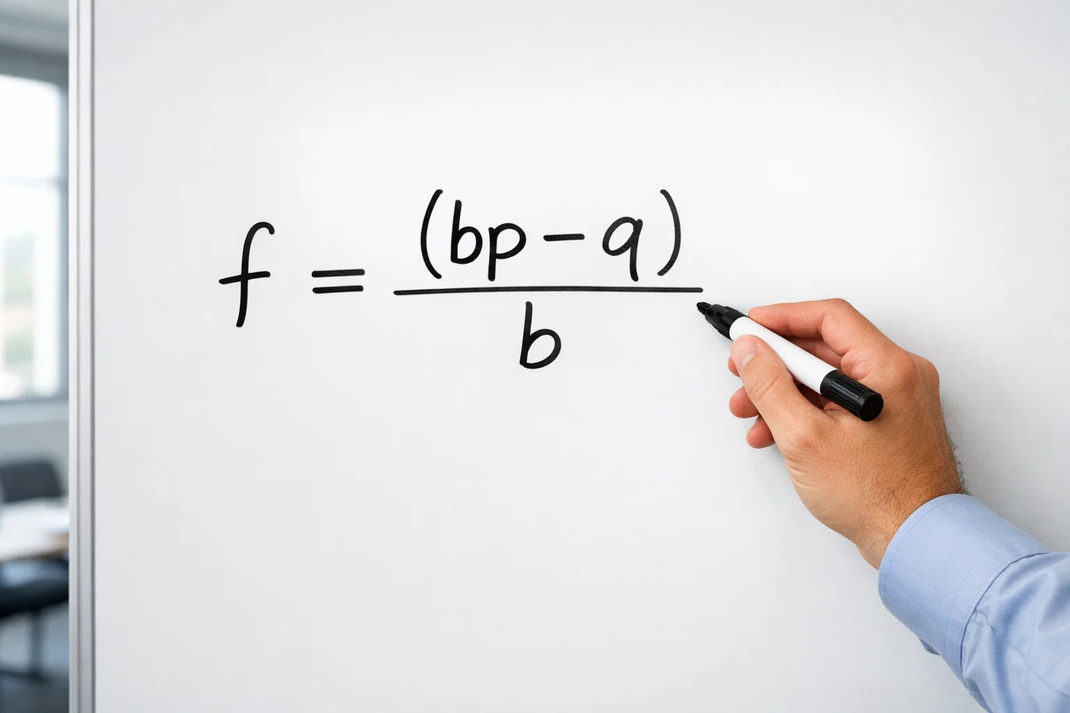 Lavagna con formula del criterio di Kelly