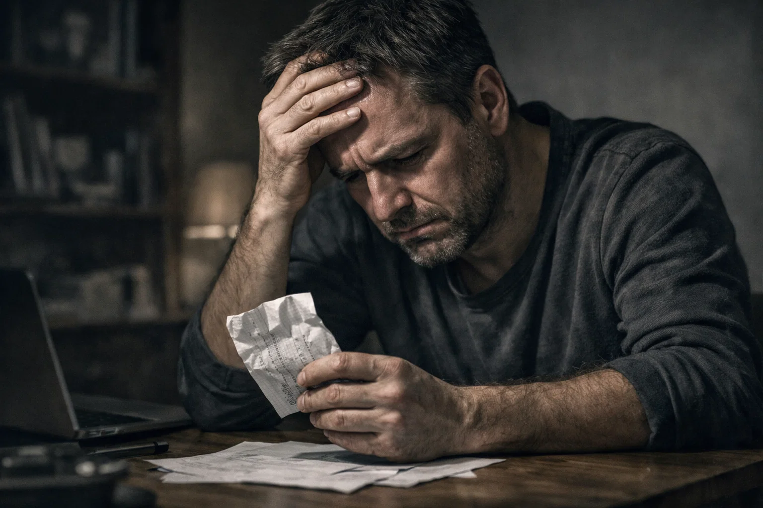 Scommettitore frustrato davanti a schedina perdente