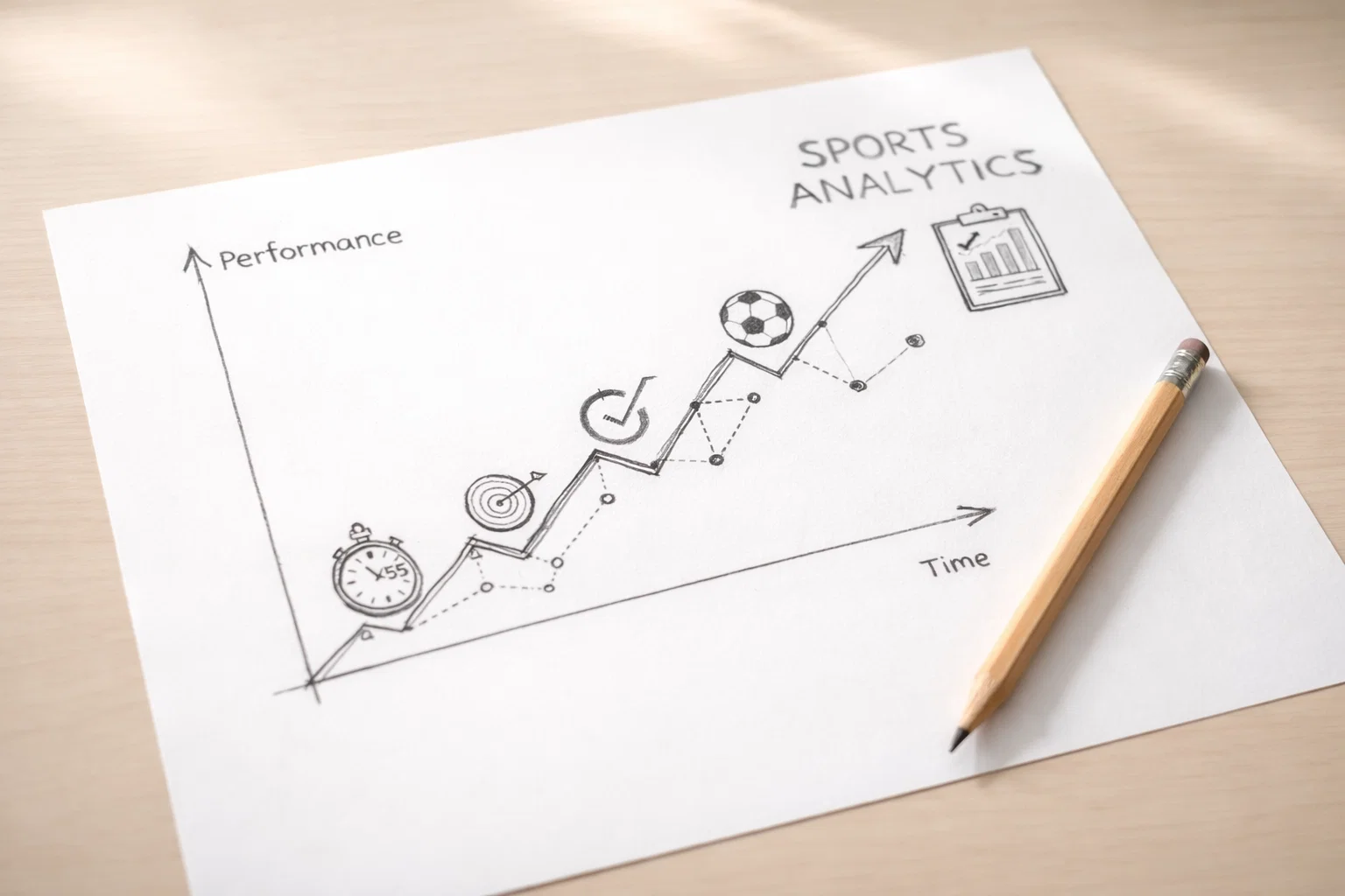 Grafico semplice che mostra andamento positivo su foglio di carta